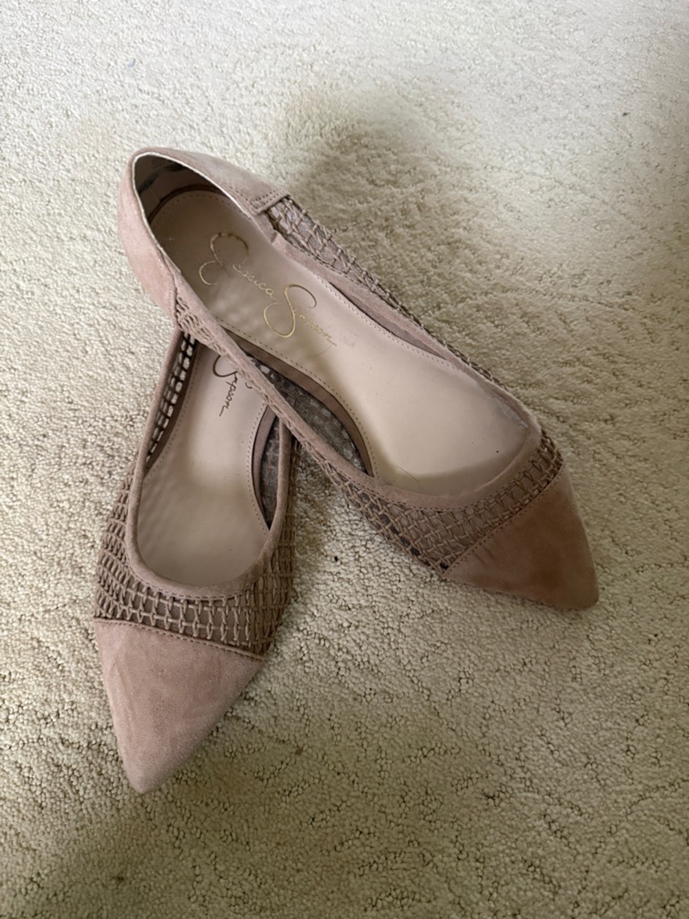 Jessica Simpson Blush Woven Pointed-Toe Flats